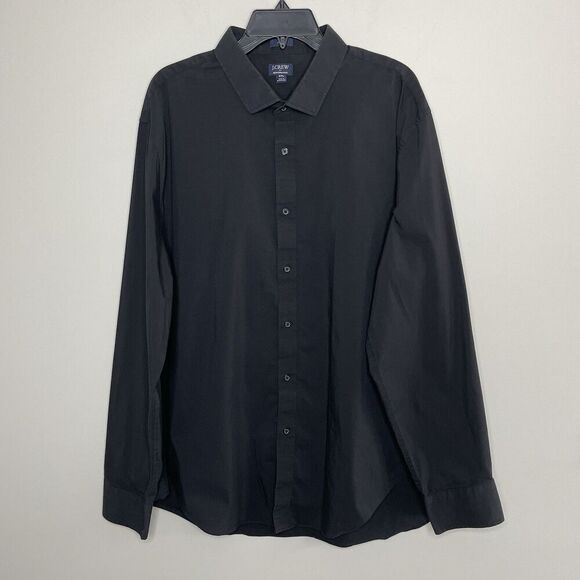 J.CREW Performance Dress Shirt Men XXL Slim Black Button Up Spread Collar AS991 - Picture 1 of 10